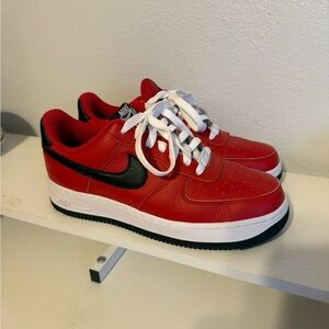 Nike Red and Black Air Force 1 Shoes